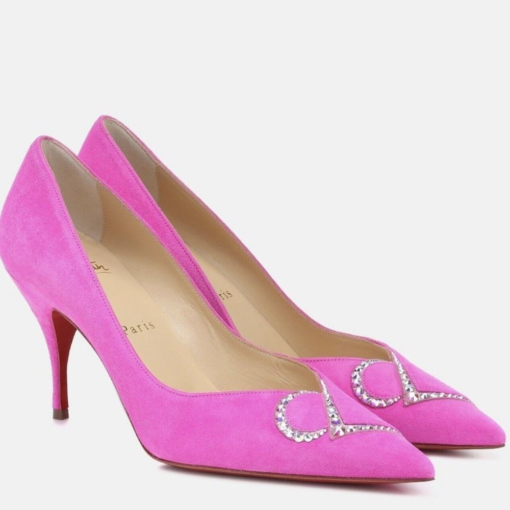 Christian Louboutin Fuchsia Heels with Sparkling Accents